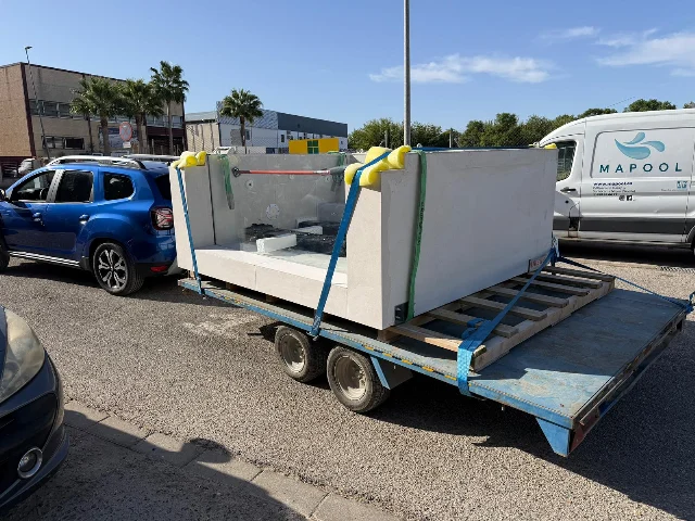 Preparación de la piscina para el transporte.